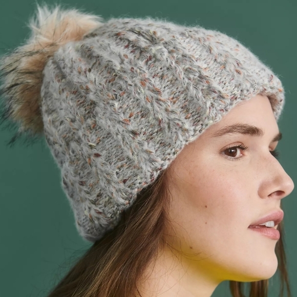 Anthropologie Pick-a-pom Long tipped-fur pom- nuetral/black - Picture 3 of 5